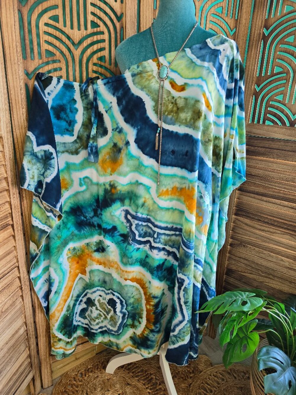 Kaftan | Cover Up | Off Shoulder | Geode Print | Beachwear | One size fits most